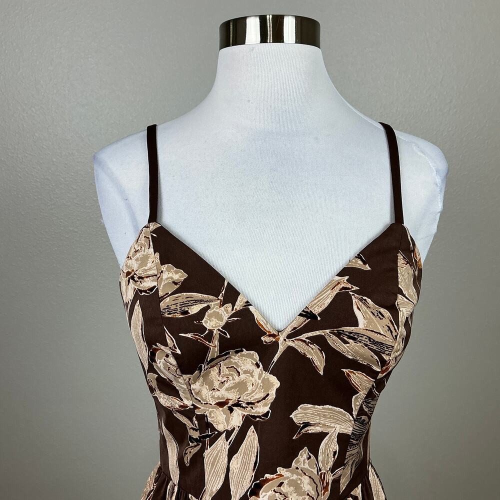 Dress the Population Women's Cocktail Dress Size XS Brown Floral A-Line Midi - Picture 8 of 12